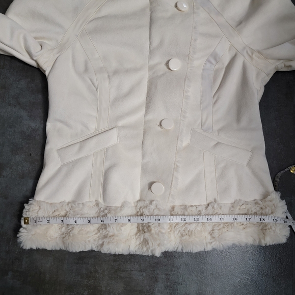 Guess Jeans Cream Sherpa Lined Hooded Jacket Women's Size Large - Picture 10 of 13